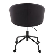 Lumi Source Claire contemporary glam task desk chair with black upholstery and chrome accents, ergonomic design for office use.