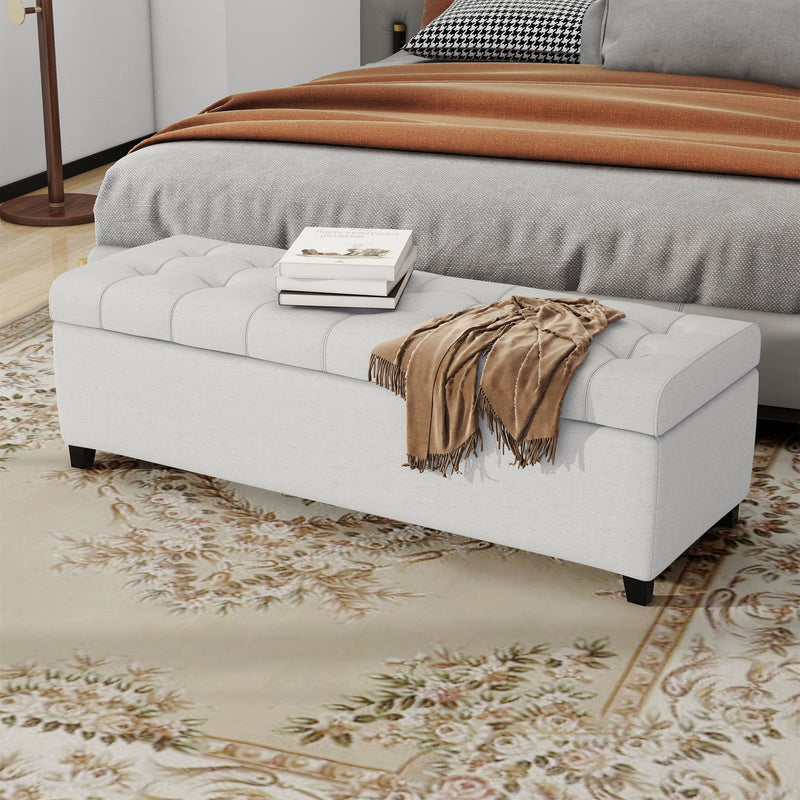 Upholstered Storage Ottoman Bench, Foot Rest For Bedroom - R&R Furniture Gallery (Fountain Valley, CA)