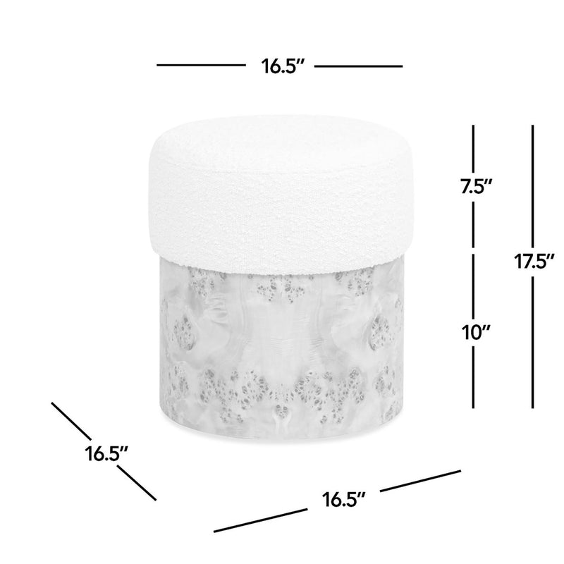 Nebula - Round Upholstered Ottoman - White - R&R Furniture Gallery (Fountain Valley, CA)