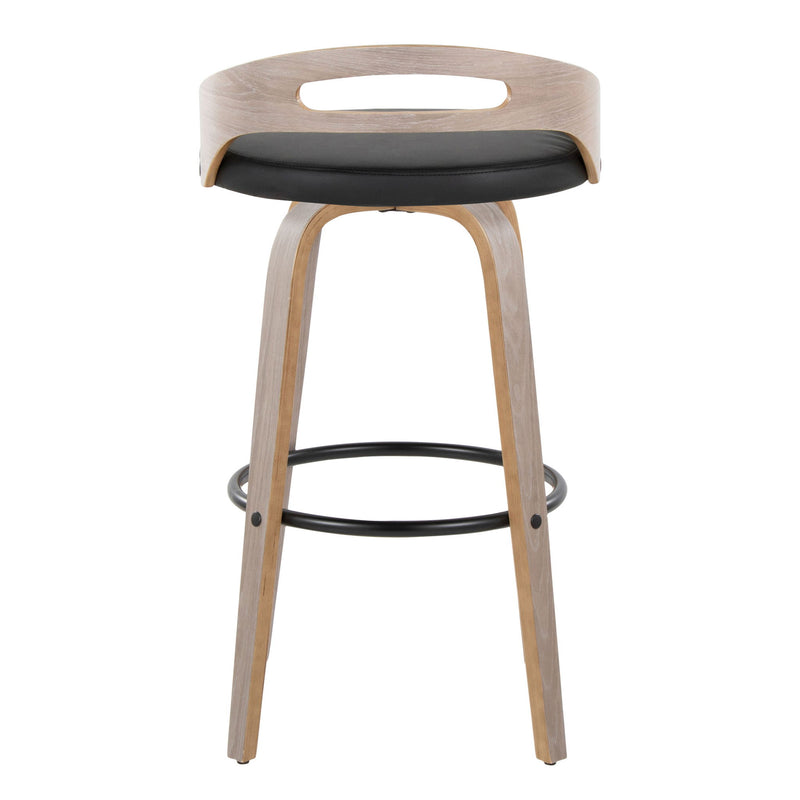 Lumi Source Cassis mid-century modern fixed height barstools with swivel and round footrest, set of 2, in stylish design.