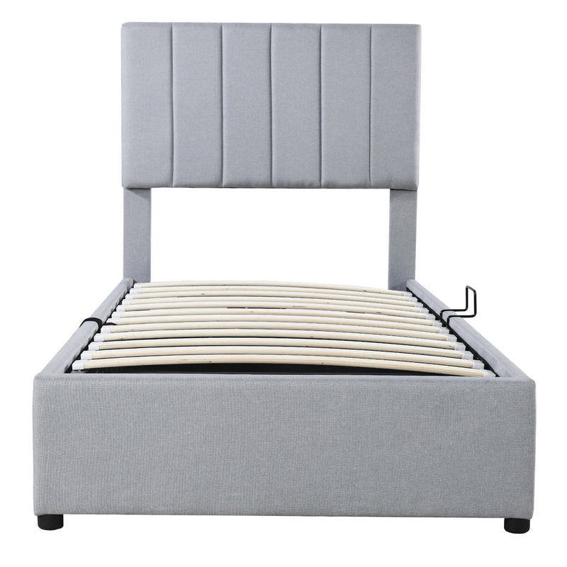 Upholstered Platform Bed With A Hydraulic Storage System - R&R Furniture Gallery (Fountain Valley, CA)