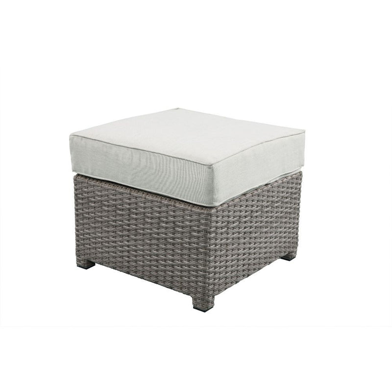 Salena - Patio Sofa With 2 Pillows & Ottoman - Beige Fabric & Gray Wicker - R&R Furniture Gallery (Fountain Valley, CA)