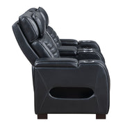 Ephron - Power Motion Loveseat With Console, Power Headrests, LED & Speakers - Black - R&R Furniture Gallery (Fountain Valley, CA)