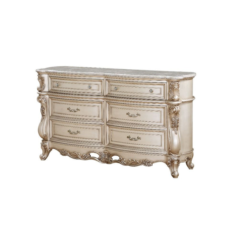 Gorsedd - Dresser With Marble Top - Marble Top & Golden Ivory - R&R Furniture Gallery (Fountain Valley, CA)
