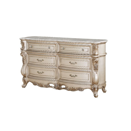 Gorsedd - Dresser With Marble Top - Marble Top & Golden Ivory - R&R Furniture Gallery (Fountain Valley, CA)