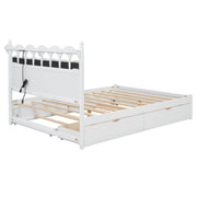 Storage Platform Bed, With 2 Big Drawers, Trundle, One Set Of Sockets & USB Ports - R&R Furniture Gallery (Fountain Valley, CA)