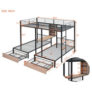 Triple Bunk Bed With Drawers, Multi-Functional Frame With Desks And Shelves In The Middle - R&R Furniture Gallery (Fountain Valley, CA)