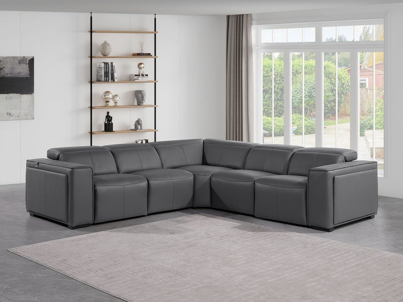 1224 - 5-Piece L-Shaped Sectional Sofa In With 3 Power Recliners & Power Headrests - R&R Furniture Gallery (Fountain Valley, CA)