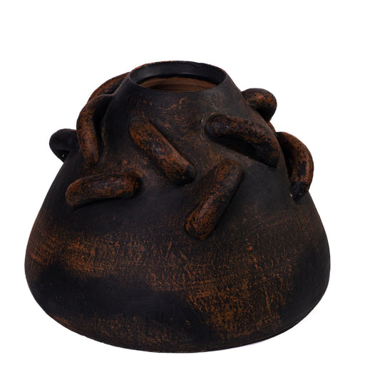 Visha - Roped Vase - Dark Terracotta - R&R Furniture Gallery (Fountain Valley, CA)