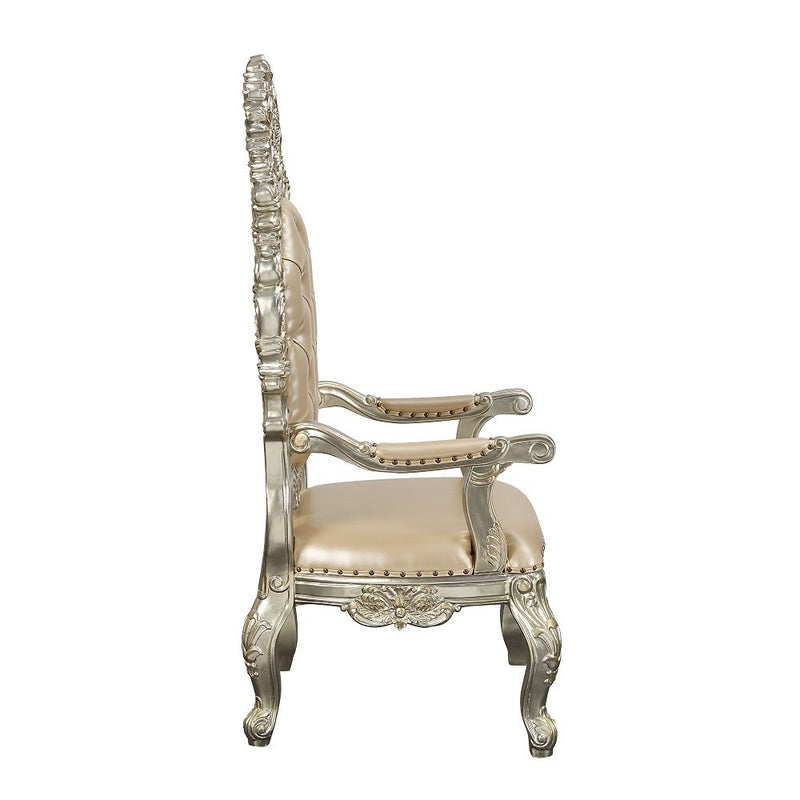 Sorina - Arm Chair (Set of 2) - Synthetic Leather & Antique Gold - R&R Furniture Gallery (Fountain Valley, CA)