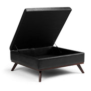 Owen - Square Coffee Table Storage Ottoman - Distressed Black - R&R Furniture Gallery (Fountain Valley, CA)