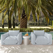 TOV Furniture Saint Tropez stuffed outdoor armchair with plush cushions and durable fabric, perfect for patio seating.