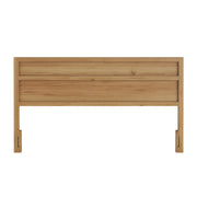 Ridgecrest Home Maddox panel headboard with a modern, slatted design in a neutral finish, mounted on a bed frame.