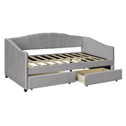 Upholstered Daybed With Two Drawers And Wood Slat - R&R Furniture Gallery (Fountain Valley, CA)