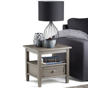 Handcrafted Warm Shaker coffee table by Simpli-Home with a wooden finish and sturdy legs, perfect for living room décor.