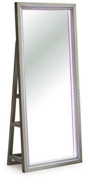 Evesen - Floor Standing Mirror With Storage - Champagne - R&R Furniture Gallery (Fountain Valley, CA)