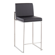 Lumi Source Fuji contemporary high back counter stool with sleek design and wooden legs, perfect for modern kitchen or bar area.