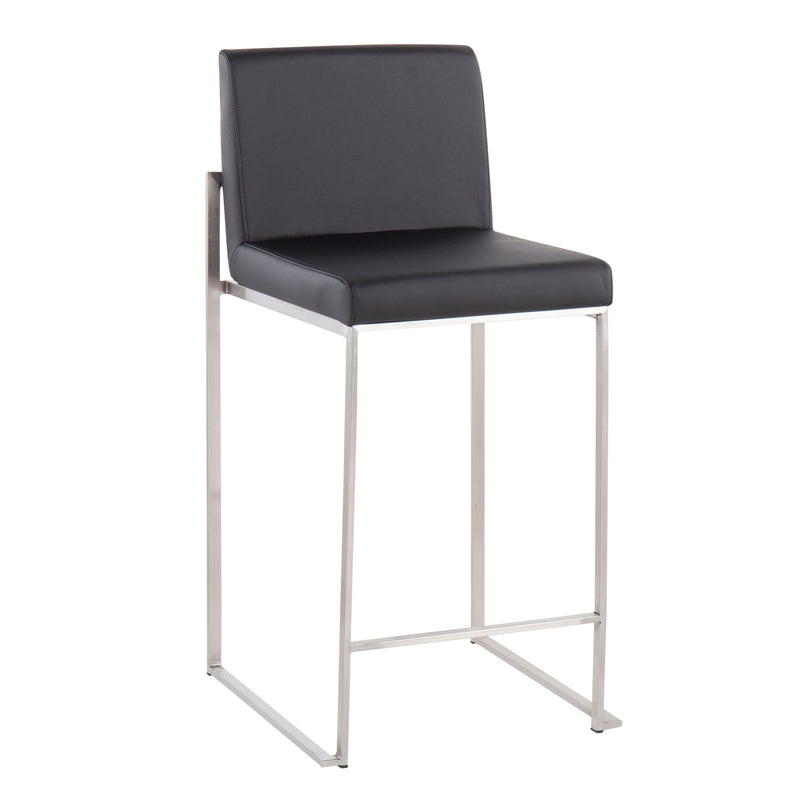 Lumi Source Fuji contemporary high back counter stool with sleek design and wooden legs, perfect for modern kitchen or bar area.