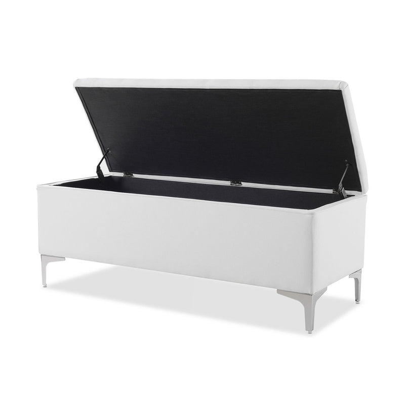 Madelyn - Modern Storage Bench - Bright White Dye - R&R Furniture Gallery (Fountain Valley, CA)