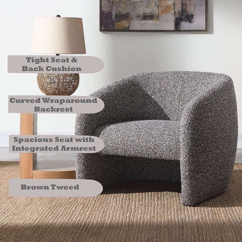 Livia - Accent Chair - Brown & Gray Tweed - R&R Furniture Gallery (Fountain Valley, CA)