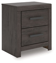 Prendonea - Two Drawer Night Stand - Charcoal - R&R Furniture Gallery (Fountain Valley, CA)