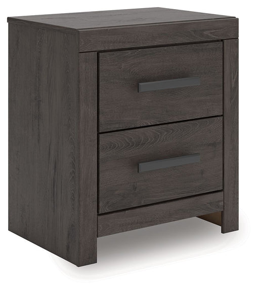 Prendonea - Two Drawer Night Stand - Charcoal - R&R Furniture Gallery (Fountain Valley, CA)