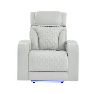 Julian - Power Recliner With Power Headrest And LED Lighting - Silver