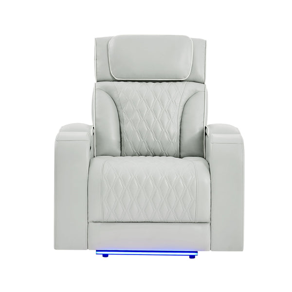 Julian - Power Recliner With Power Headrest And LED Lighting - Silver