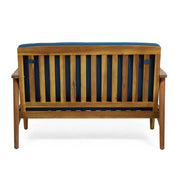 Outdoor acacia wood loveseat and coffee table set by Noble House, featuring a stylish two-piece patio furniture set with natural wood finish.