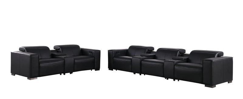 1208 - Modular Leather Sofa Loveseat With 6 Recliners And Power Headrests