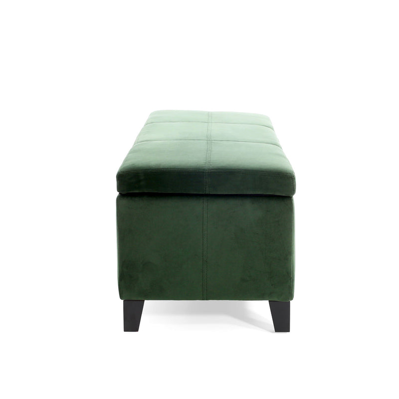 Noble House upholstered storage ottoman bench with cushioned top and wooden legs, ideal for living room or entryway seating and storage.