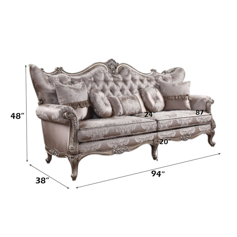Jayceon - Sofa With 5 Pillows - Fabric & Champagne - R&R Furniture Gallery (Fountain Valley, CA)