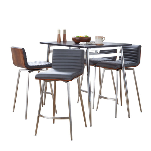Lumi Source Marcel Mason 5-piece swivel contemporary counter height dining set with round table and modern chairs.