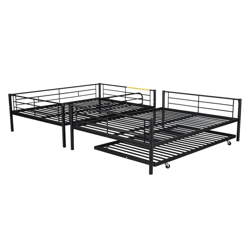 Steel construction bunk bed from DreamHaus featuring sturdy metal frame and twin beds with safety ladders and guardrails.