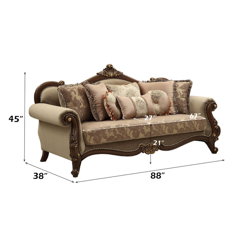 Mehadi - Sofa With 8 Pillows - Velvet & Walnut - R&R Furniture Gallery (Fountain Valley, CA)