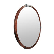 Hausen - Mid-Century Modern Round Accent Wall Mirror - Brown Walnut - R&R Furniture Gallery (Fountain Valley, CA)