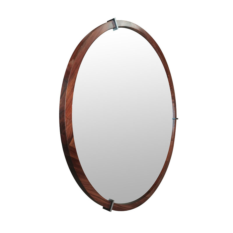 Hausen - Mid-Century Modern Round Accent Wall Mirror - Brown Walnut - R&R Furniture Gallery (Fountain Valley, CA)