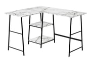 Computer Desk, Home Office, Corner, Storage Shelves, L Shape, Work, Laptop, Marble Look Laminate, Contemporary, Modern - R&R Furniture Gallery (Fountain Valley, CA)