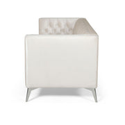 Contemporary Noble House 3-seater sofa with button tufting, stationary design, upholstered in neutral fabric, modern living room furniture