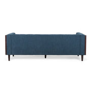 Noble House contemporary mid-century 3-seater sofa with button tufted waffle stitching and sleek stationary design.