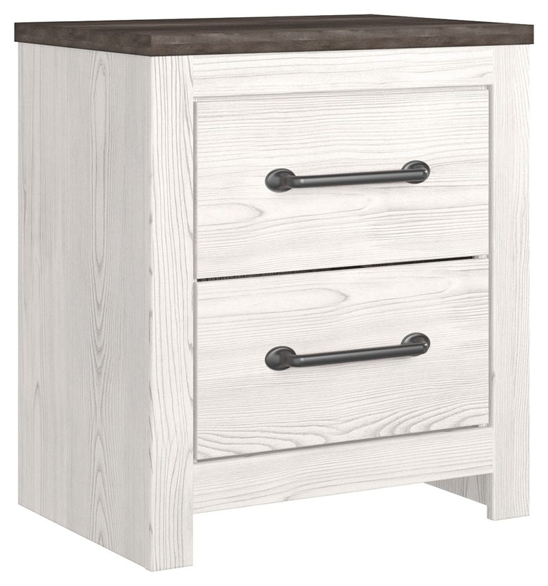 Gerridan - Two Drawer Night Stand - White / Gray - R&R Furniture Gallery (Fountain Valley, CA)