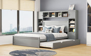 DreamHaus cabinet bed with integrated shelf, sockets, and twin long trundle, showcasing a modern multi-functional bedroom furniture piece.