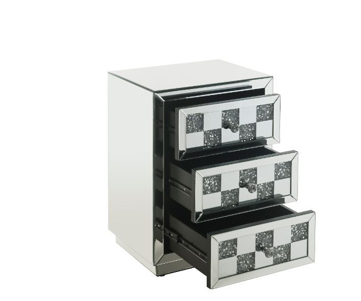 Noralie - 18" X 14" Accent Table With Faux Diamonds - Mirrored - R&R Furniture Gallery (Fountain Valley, CA)