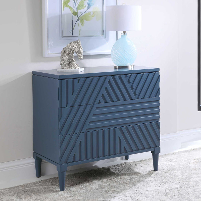 Uttermost Colby accent chest with four drawers, dark wood finish, and sleek modern design for stylish storage.