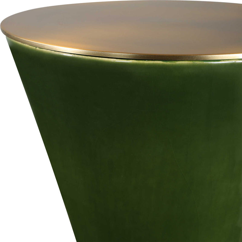 Ronde - Drink Table - Brass / Jade Green