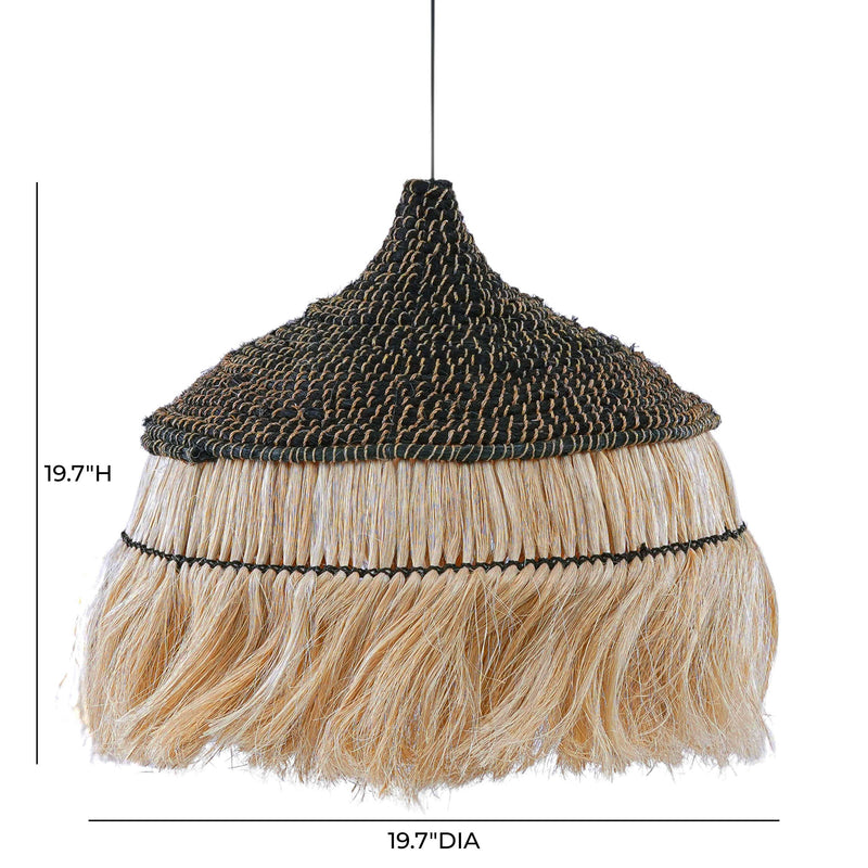 Sula - Upcycled Abaca Pendant Lamp - Natural / Black - R&R Furniture Gallery (Fountain Valley, CA)