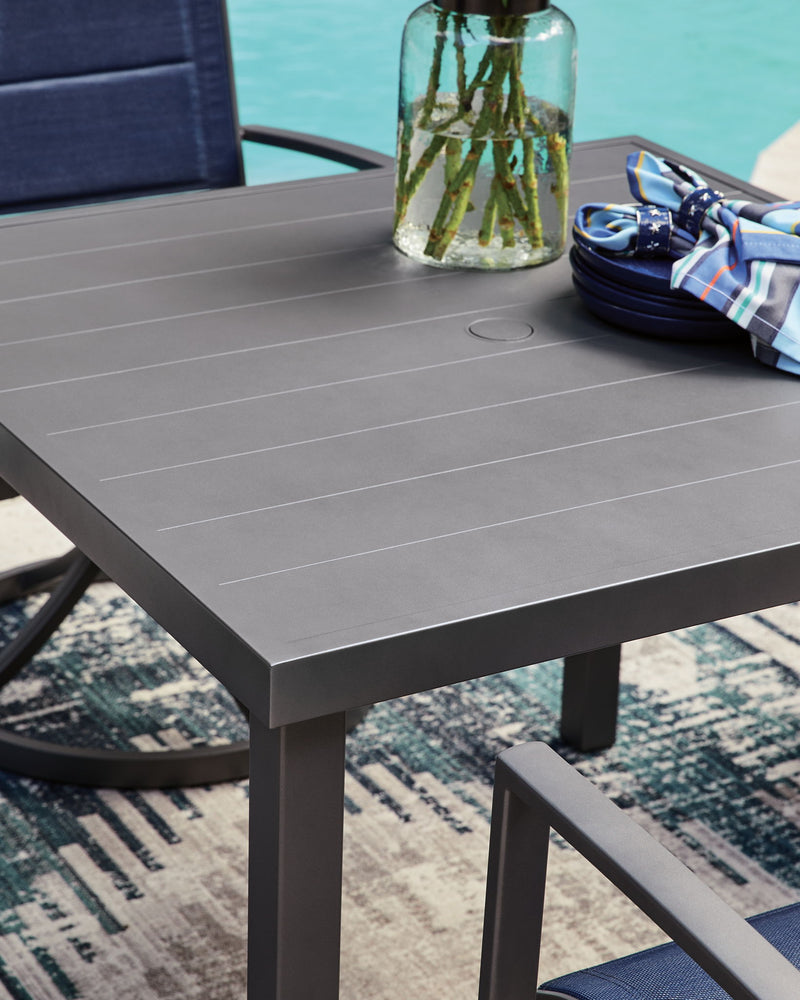 Rocky Creek - Square Dining Table With Umbrella Option - Gray - R&R Furniture Gallery (Fountain Valley, CA)