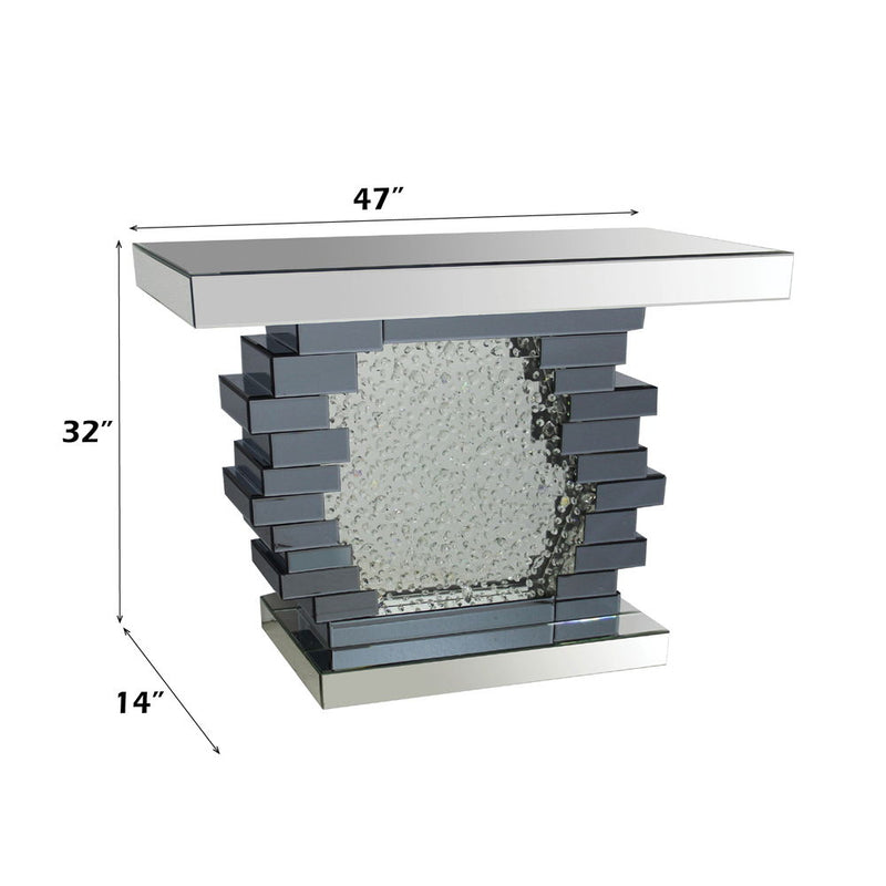 Nysa - 47" X 14" Console Table - Mirrored & Faux Crystals - R&R Furniture Gallery (Fountain Valley, CA)