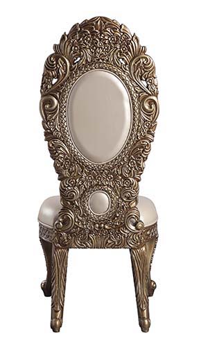 Constantine - Side Chair (Set of 2) - Synthetic Leather , Brown & Gold - R&R Furniture Gallery (Fountain Valley, CA)