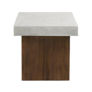 Mgo Square Side Table With Faux Stone Top And Wood Frame - Antique White / Natural Wood - R&R Furniture Gallery (Fountain Valley, CA)